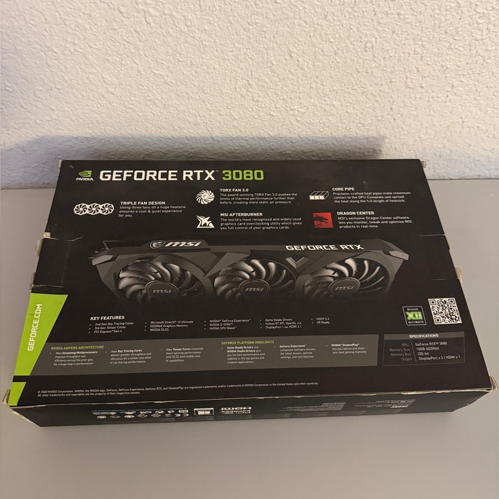 MSI GeForce RTX™3080 VENTUS 3X10G OC Graphics Card/Gigabyte P750GM+Power Supply - Picture 9 of 16